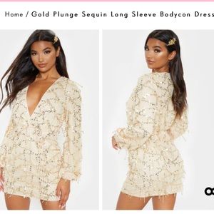 Gold sequence body con dress